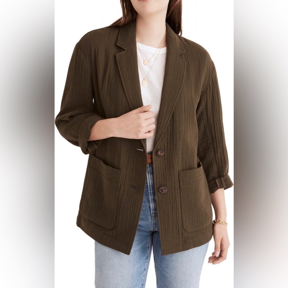 Madewell Crinkled Linen Blend Blazer size XL